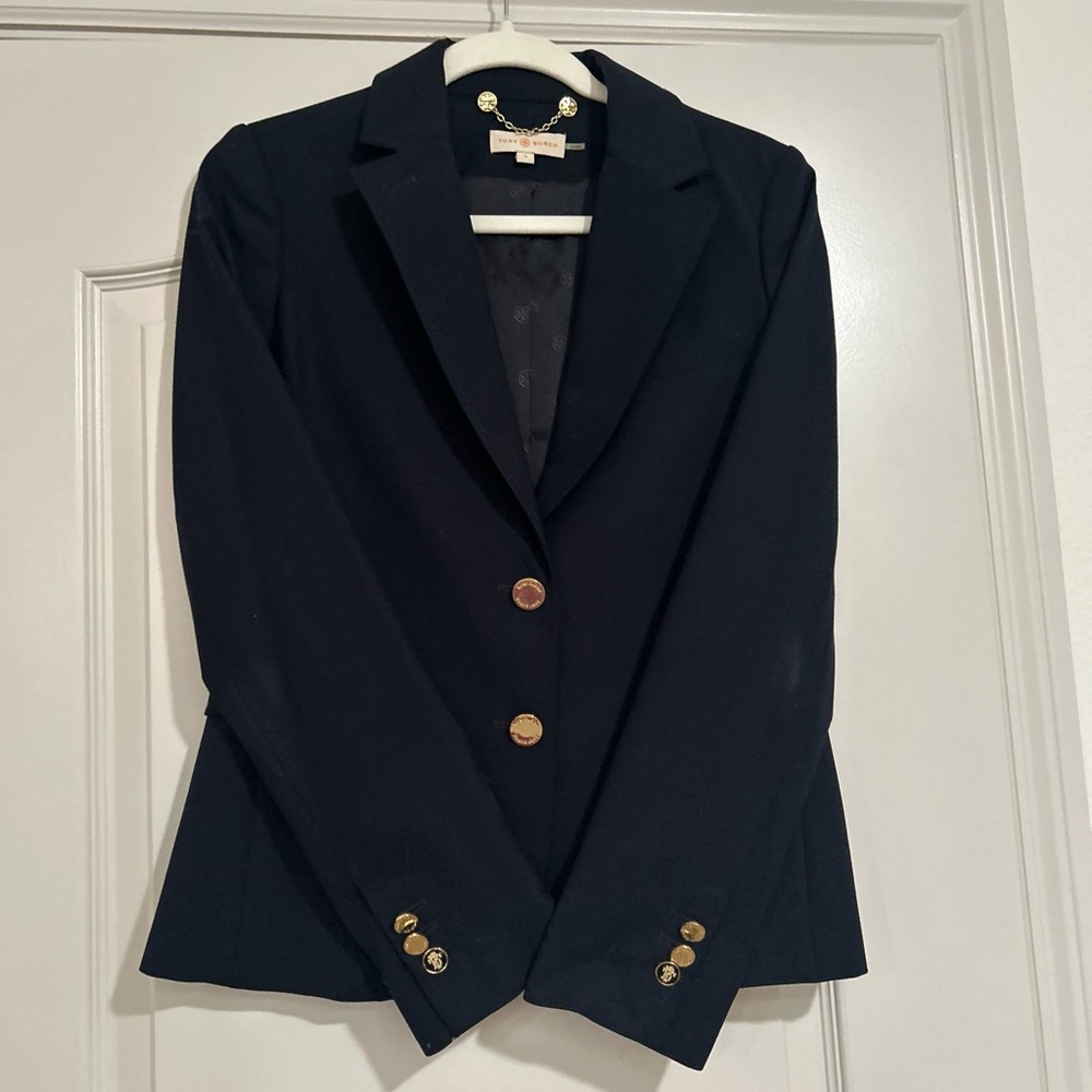 Elegant Tory Burch Black Blazer with Gold Accents